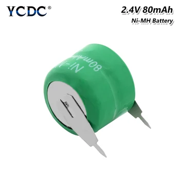 

2.4 Volt 80mAh Rechargeable Button Battery Ni-MH Li-Po Lithium Li-polymer Bateria Batteries Cell With Soldering Pins for watch