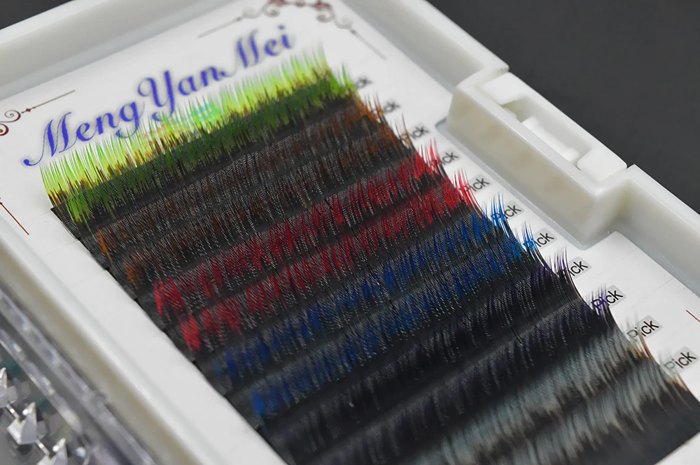 0 15TH 6 14mm Gradient colorful eyelash extensions Fake False two tone color Silk False Eyelash 5