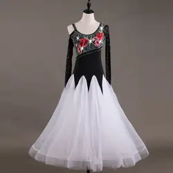 Женские платья для бальных танцев Стандартный Вальс Танго одежда с длинным рукавом сцены Танцы платье принять настройки Размеры