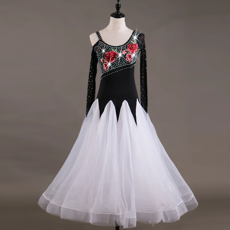 Women'S Dresses For Ballroom Dances Standard Waltz Tango Long Sleeves Stage Performance Dancing