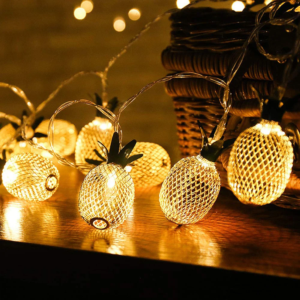 

LED Pineapple String Fairy Lights Garlands USB / Battery Power Iron Ananas LED Lamp Holiday Party Garden Decoration Fairy Light