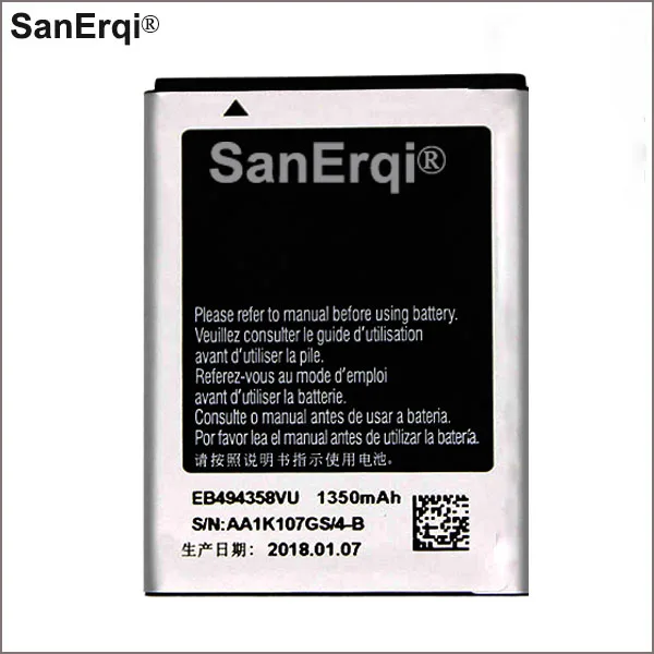 Batteria S5830 Eb494358Vn Per Samsung Galaxy Ace S5830 S5660 S7250D S5670 I569 I579 Gt-S6102 S6818 1350Mah