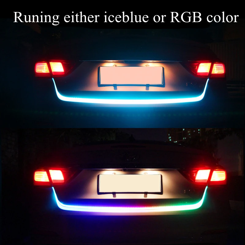 OKEEN RGB автомобильный дополнительный стоп-светильник динамический стример плавающая Светодиодная лента 12 в авто багажник задний тормоз ходовой сигнал поворота лампа