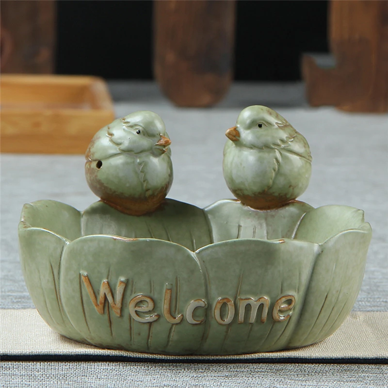 Ceramic Bird's Nest Flower Pot Decor Porcelain Birds Greens Planter