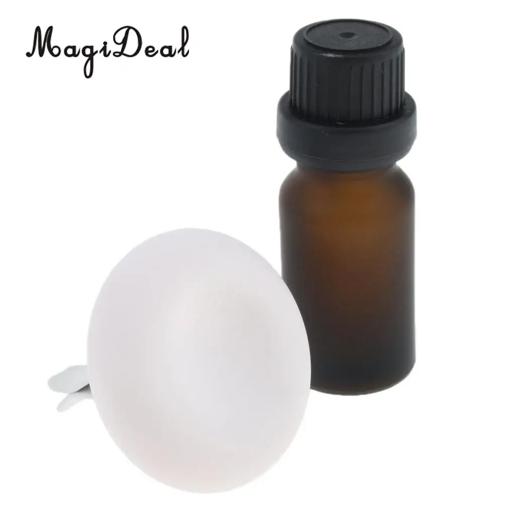 Set of 2pcs Premium Diatomite Earth Car Air Freshener Essential Oils Diffuser Vent Clip With 10ml Glass Refillable Empty Bottle