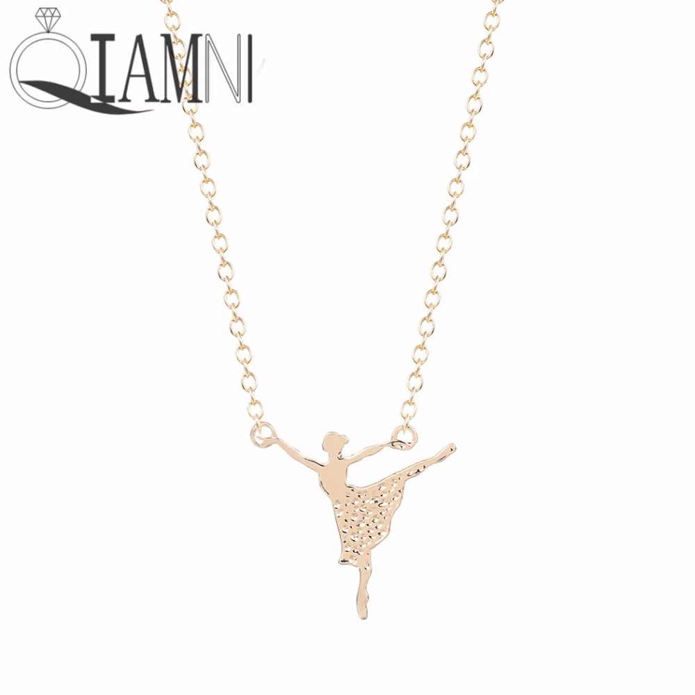 QIAMNI 10pcs Wholesale Unique Ballerina Girl Dance Necklace Pendant