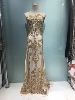 

Beautiful French tulle mesh lace material fashion evening net lace fabric with sequins for fashion lady GN124(5yards/lot)