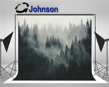 

pine tree Misty Landscape Fir Forest Hipster Vintage Retro backdrops Vinyl cloth High quality Computer print wall background