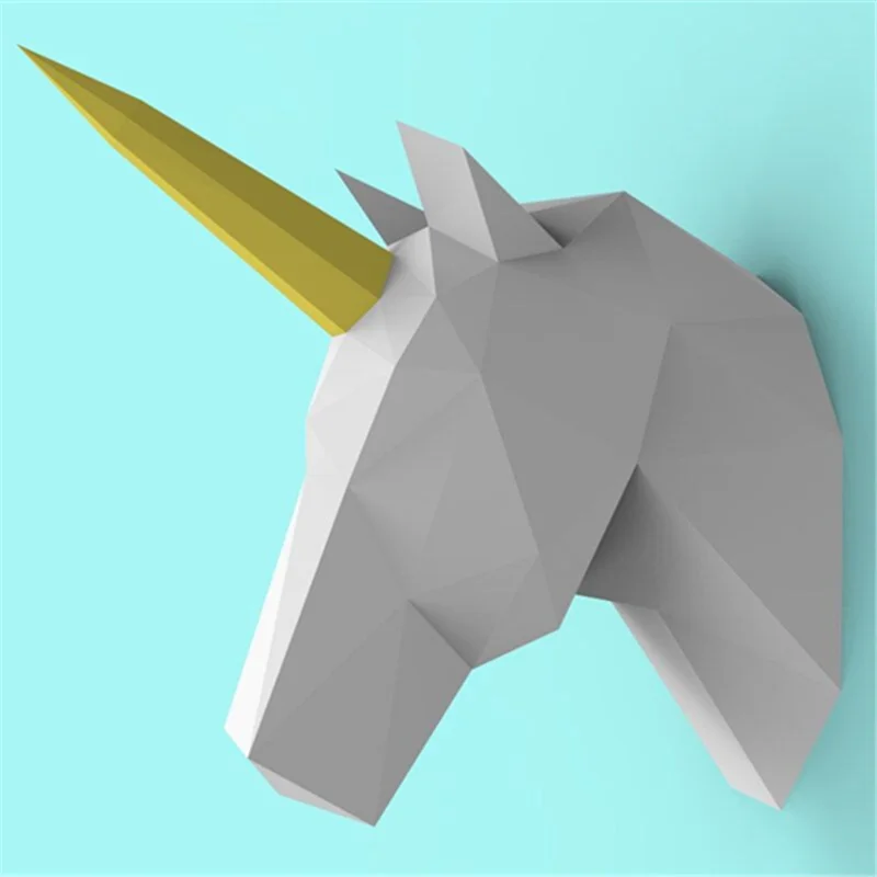 

Paper Unicorn head Model Toys Handmade DIY material manual creative Party show props tide Bedroom decorate Gift For Children