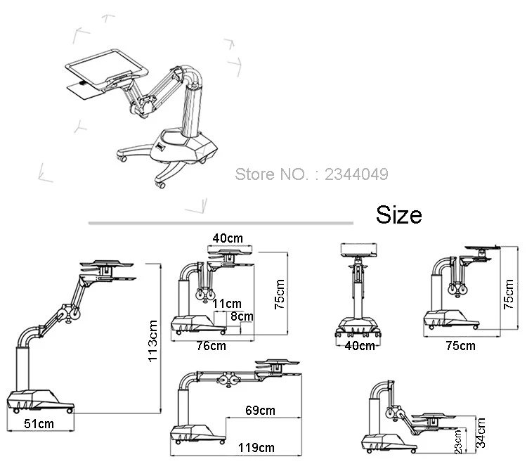 Full Motion Long Arm Multifunctional Moving Laptop