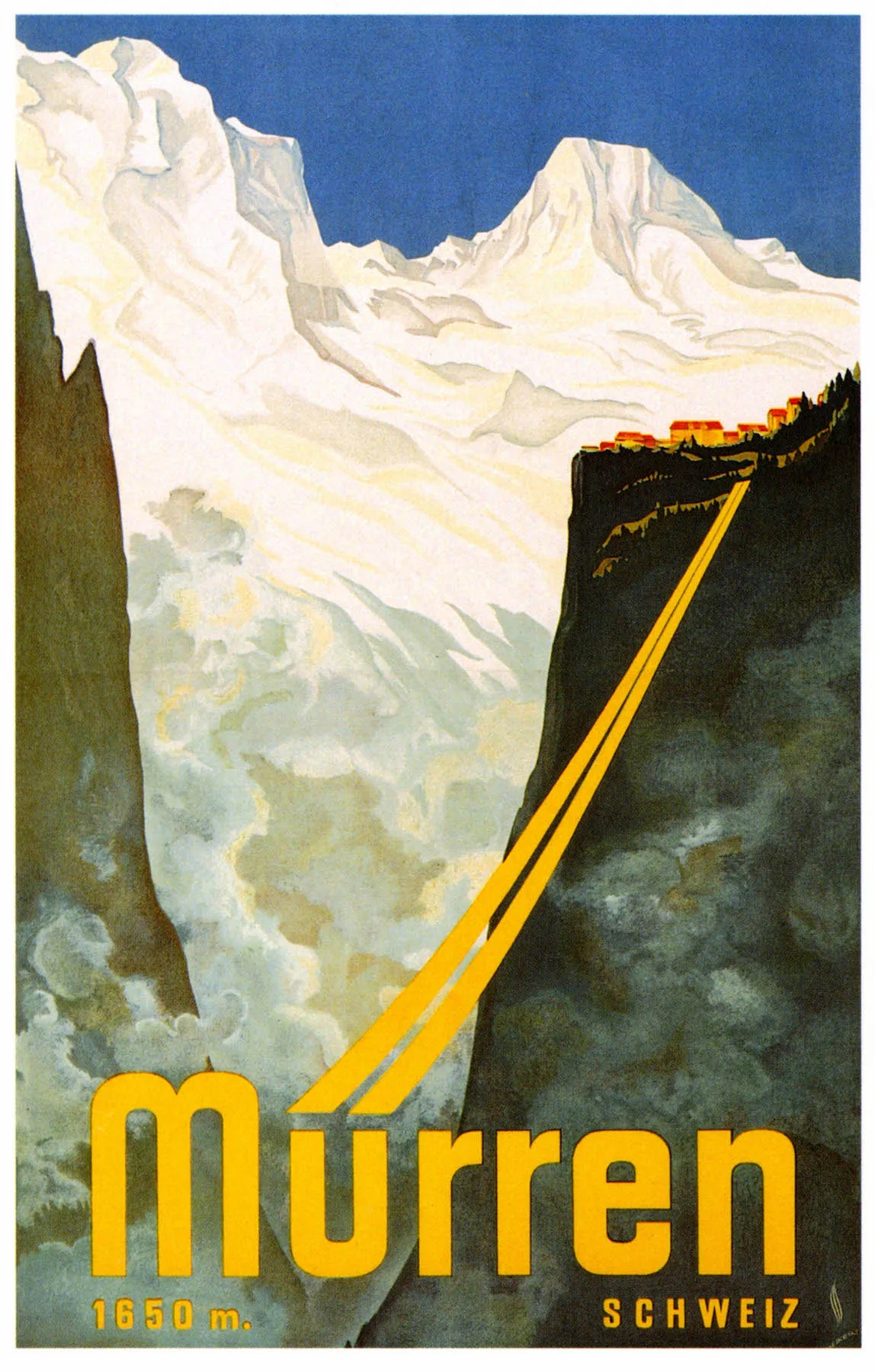 Vintage Advertising Travel Poster Switzerland Murren 1650 Classic Canvas Paintings Wall Posters Stickers Home Decor Gift | Дом и сад