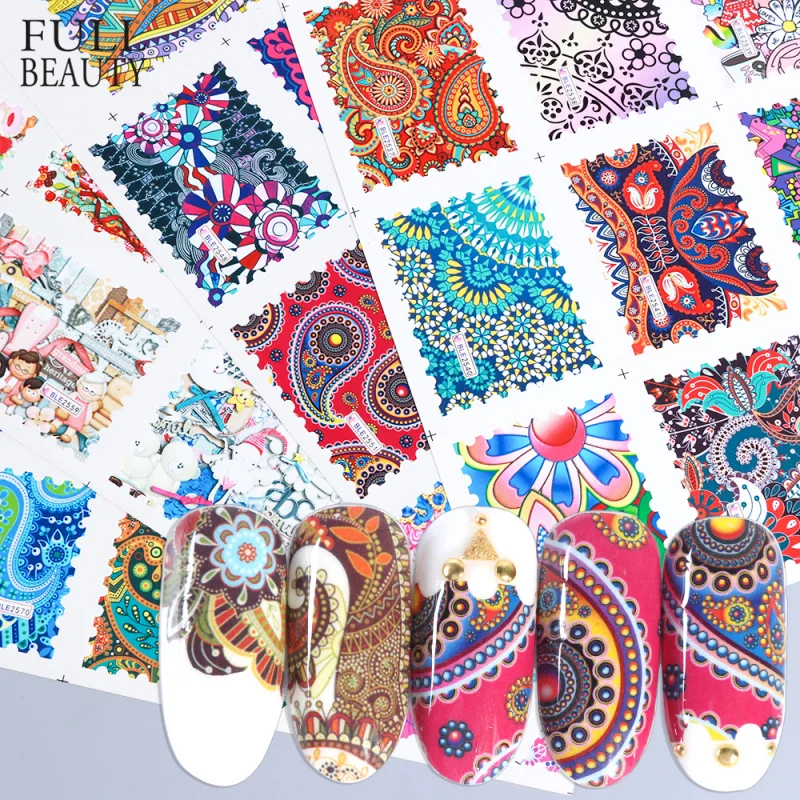 

44pcs Water Sticker Colorful Retro Artistical Printing Decals Slider on Nail Art Decor Tattoos DIY Manicure Foils CHBLE2535-2578