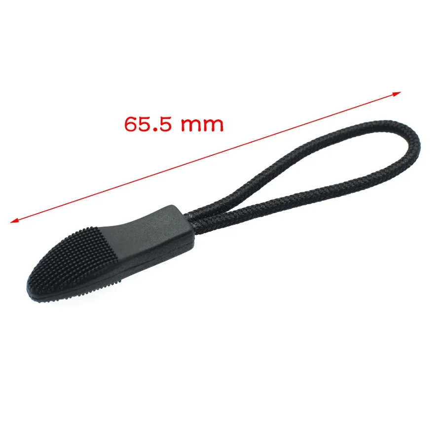 100pcs Zipper Pulls Cord Rope Ends Lock Zip Clip Buckle Black For