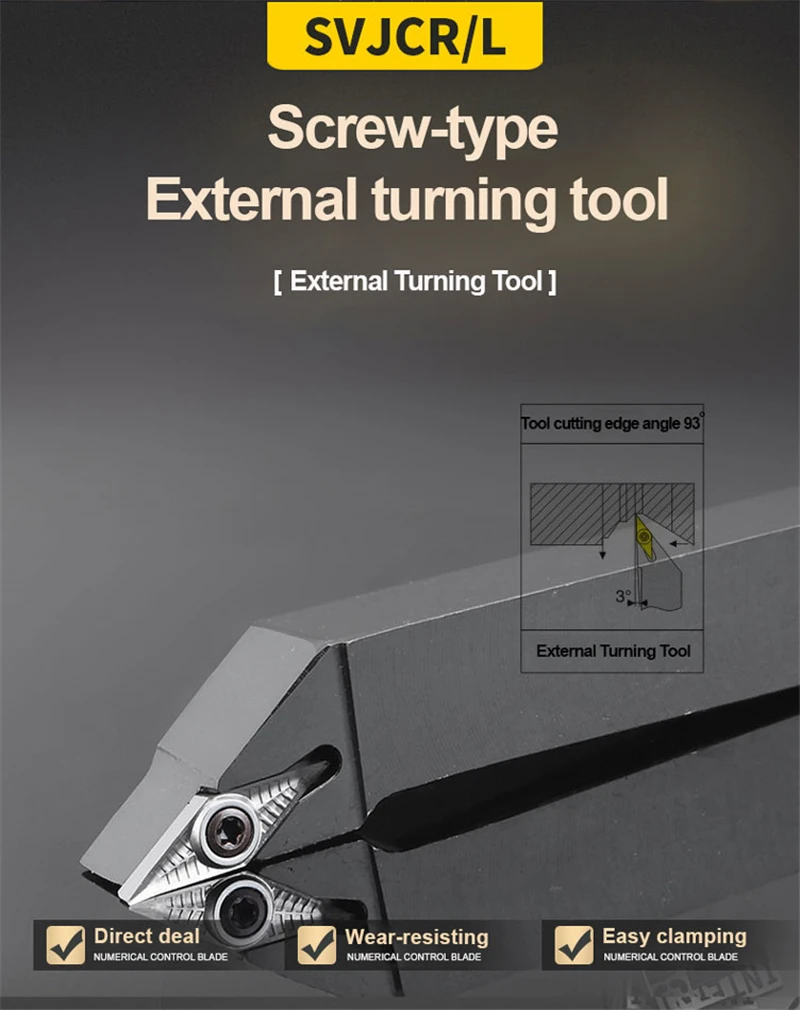 Gaobey 95/°SVUCL 1616H11 Index External Lathe Turning Holder For VCMT inserts