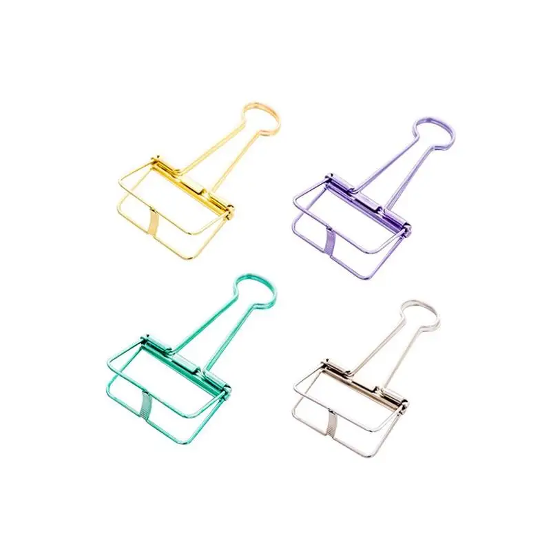 1pc Bright Hollow Long Tail Metal Clip Book Page Card Holder Desk