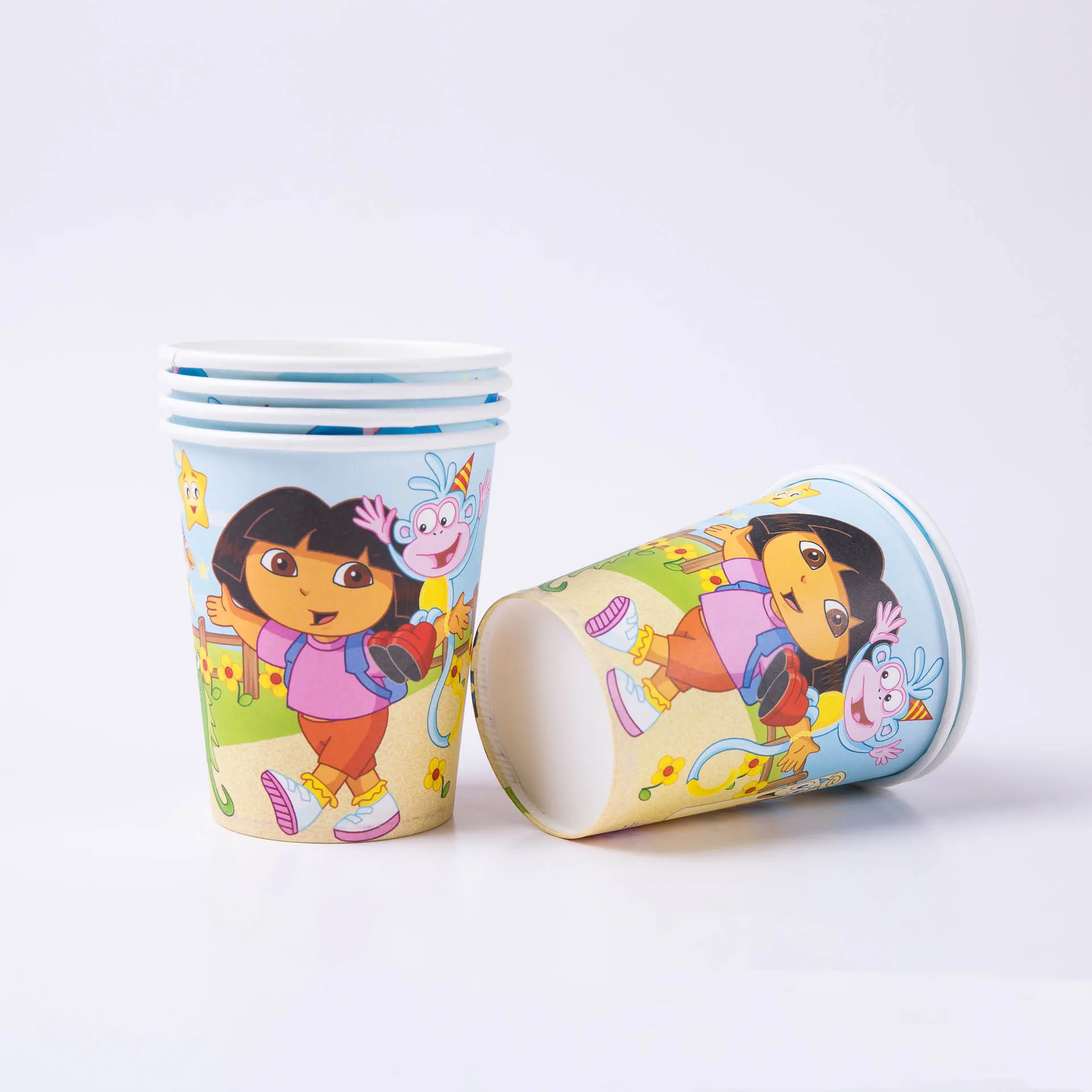 

2 kinds of Dora Theme Party Tableware Plates/Cups/Tablecloth/Flags/Napkins/Straw Birthday Baby Shower Party Supplies