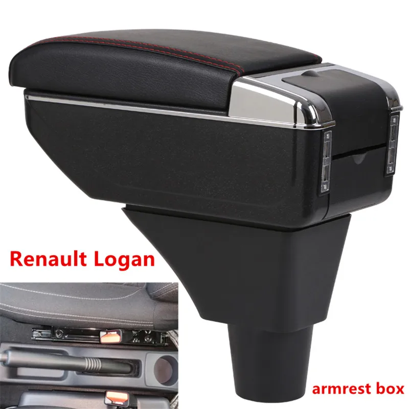 

For Renault Logan armrest box central Store content Storage box armrest box with cup holder ashtray USB interface 2017