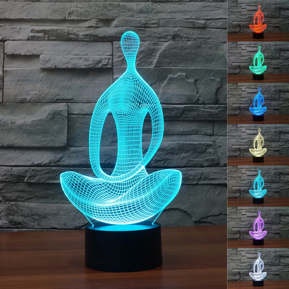 

Chrismas Creative Night Light lamp Yoga 3D LED Night Light Acrylic Colorful Gradient Atmosphere Lamp drop ship