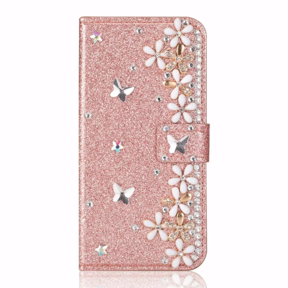 

Luxury Bling Rhinestone Flower Wallet Shiny Card Slot Wallet Flip Leather Cover Case For SamsungS6 S7 S8 S9 S10 PLUS NOTE8 9Capa