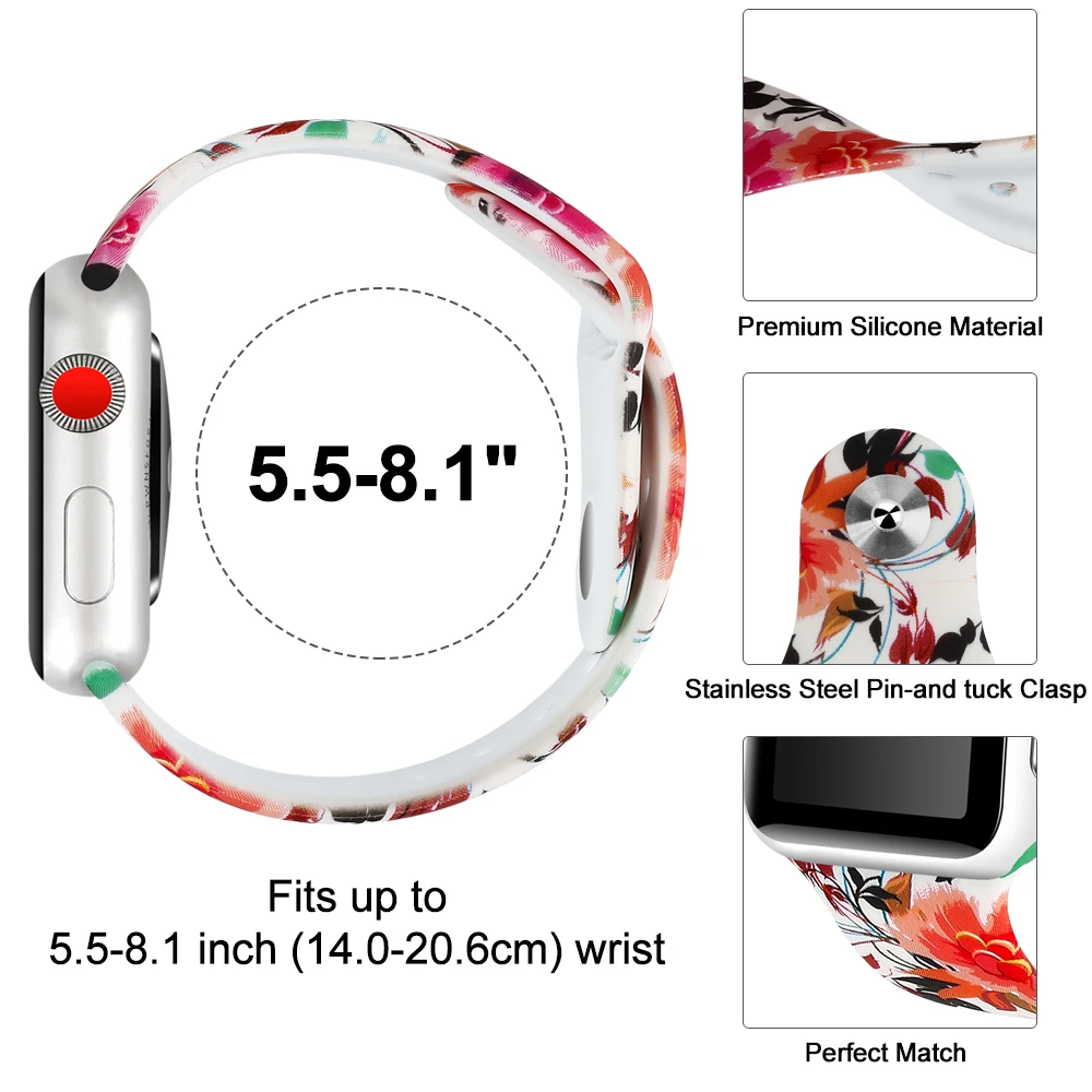 Спортивный силиконовый ремешок Joyozy для Apple Watch, 38 мм, 42 мм, 40 мм, 44 мм, мягкий ремешок, мультяшный браслет для мужчин и женщин, для iwatch, серия 4, 5, 3, 2, 1