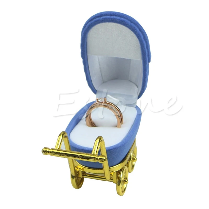 JAVRICK Шкатулка Подарочная тележка форма синий бархат кольцо коробка серьги ожерелье с подвеской-замочком Шкатулка Кольца Дисплей Коробка