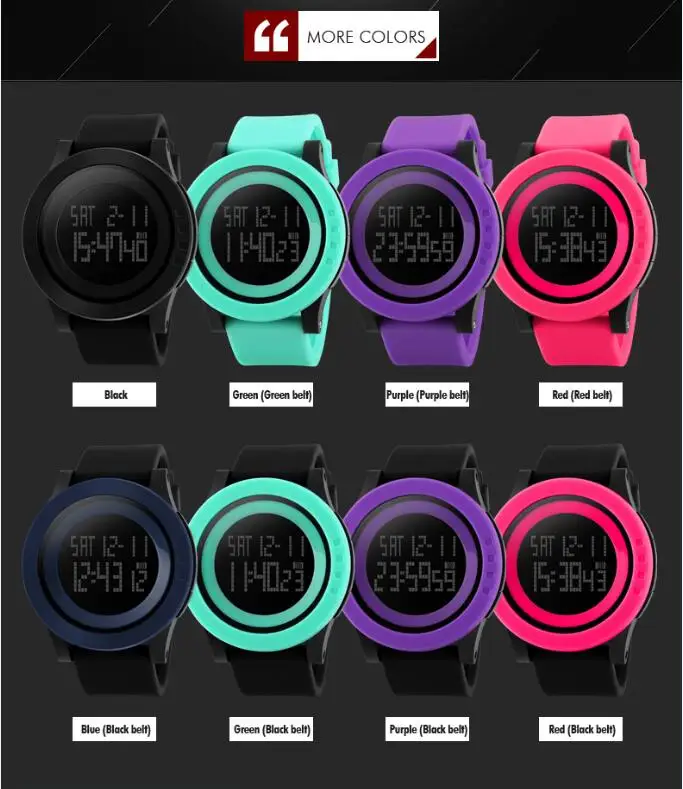 Горячие SKMEI женские спортивные часы модные повседневные водонепроницаемые светодиодный цифровые часы женские студенческие наручные часы для мужчин и женщин