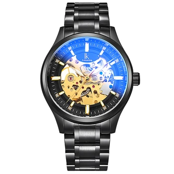 

IK Brand Men Watches Automatic Skeleton Steampunk Stainless Steel or Leather Band Fashion Casual Male Clock relogios masculinos