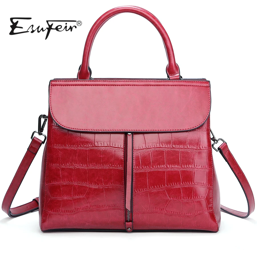 New 2018 ESUFEIR Brand Stone Pattern Women Bag Soft Genuine Leather Women Handbag Fashion ...