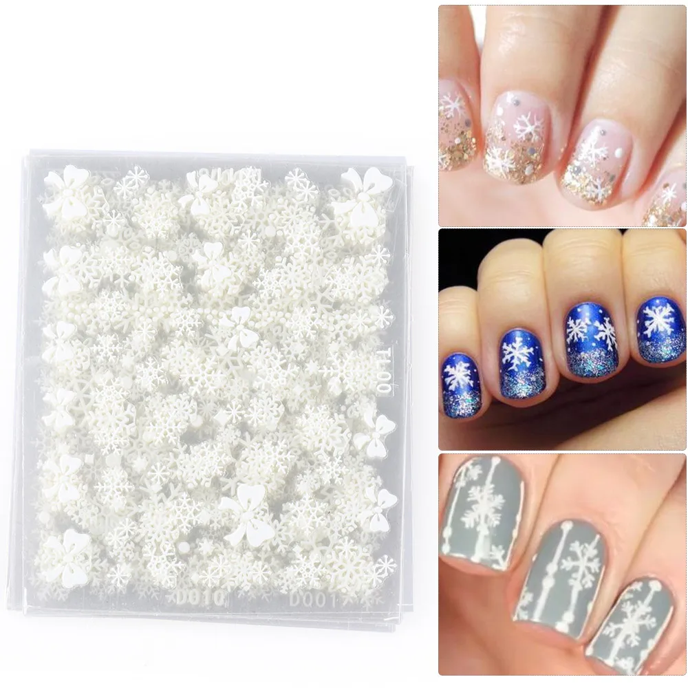 12 листов DIY 3D Снежинка банты для дизайна ногтей наклейки украшение ногтей Маникюр наклейки для ногтей Аксессуары для дизайна ногтей подарки на Рождество