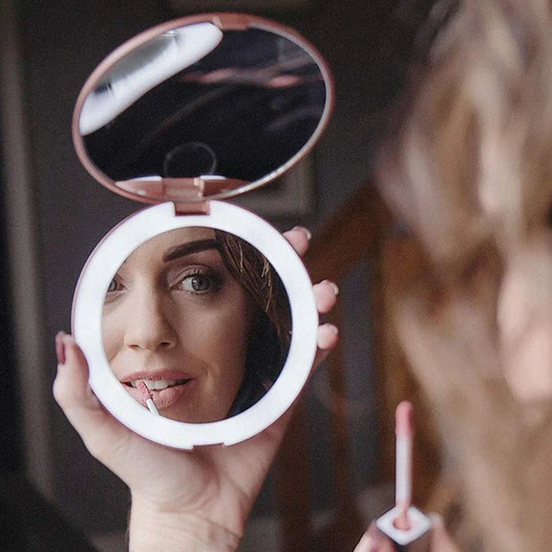 Светодиодный мини набор косметики компактное зеркало карманное лицо губы косметическое зеркало Путешествия портативное освещение