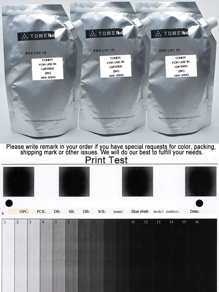 JIANYINGCHEN совместимы черный Заправка тонер для Canon LBP2900 LBP3000 лазерный принтер(3 упак./лот) 500g в мешок