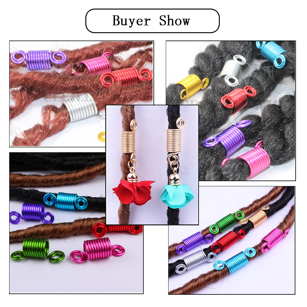 New Star Hair Braid Dreadlock Beads Cuffs Clips Braid Spiral For Braid Hair Extension Accessories For Fashion Girls Add Party