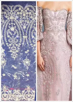 

Elegance French Net Lace Fabric S-4239-2 Latest african guipure lace fabric mesh tulle lace fabric