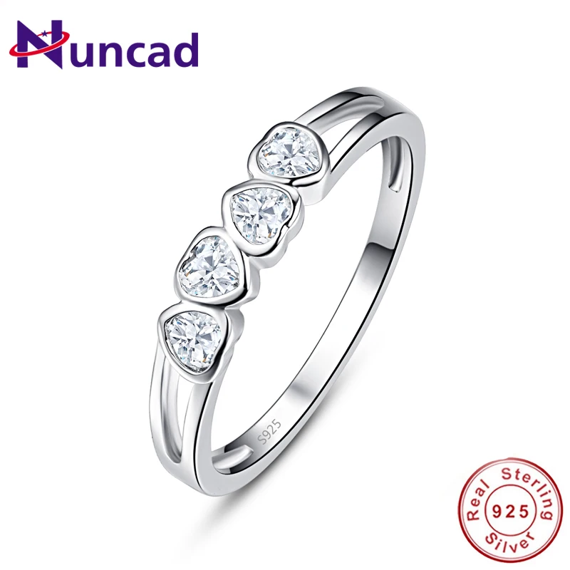 

Nuncad 4 Pcs 3*3mm Heart-shaped Zircon Ring High Quality 925 Sterling Silver Rings For Girls Special Wedding Jewelry Size 6-9
