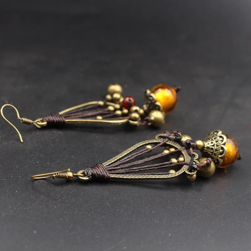 Yanting Handmade Ethnic Earrings For Women Copper Bells Boho Earings Fashion Jewelry Brincos Women Earing Glass Glazed Beads 004 (9)