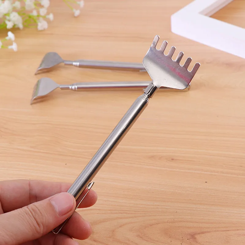 

NEW Stainless Steel Telescopic Portable Adjustable Size Pen ClipTelescopic Back Scratcher Itch Scratch Massage Tool