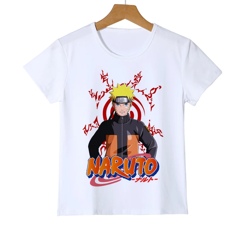 Летняя Детская/Молодежная статуэтка в стиле аниме Наруто, футболка для мальчиков и девочек, повседневная детская футболка Uzumaki/Sasuke, Z38-4 одежды - Цвет: Z38-4D