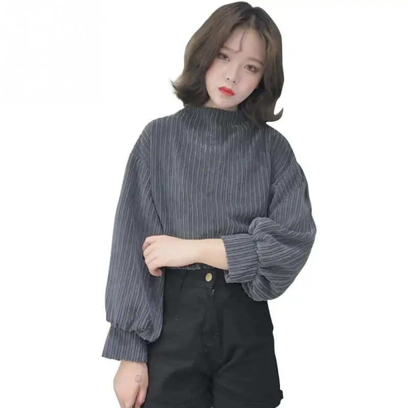 

2019 New Autumn Turtleneck Bat Sleeve Sweatshirt Women Loose Sleeve Pullover All-match Short Female Top #0911
