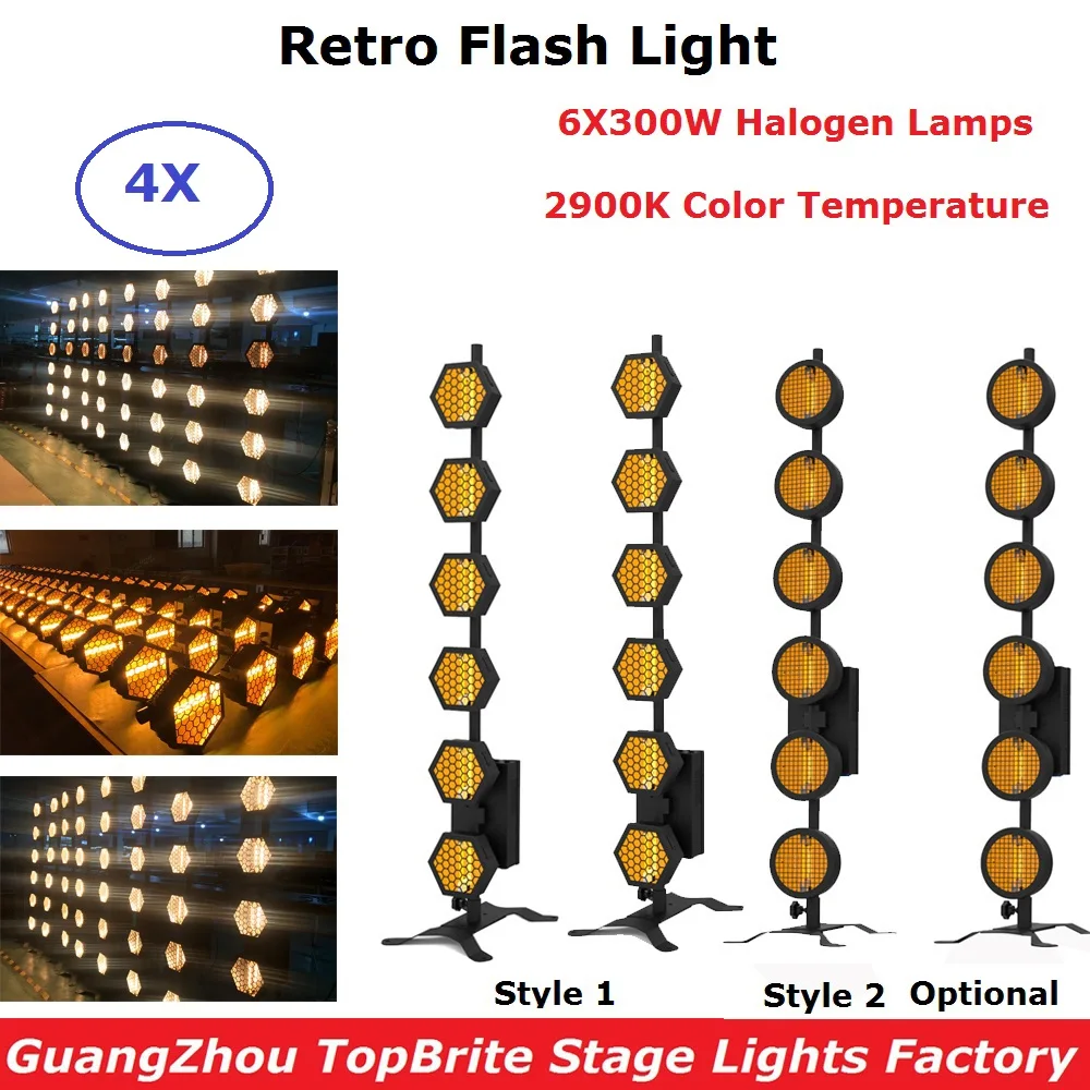 

Stage Lighting Effect Retro Flash Light 6X300W Halogen Lamps Flash Light DMX 512 Black Lights For Party Wedding Stage Decoration