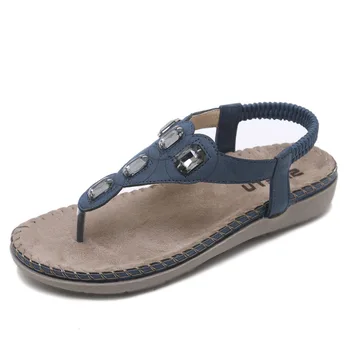 

2019 New Light Soft Comfortable Summer Women's Sandals Rhinestone Large Size Leisure Flat Sandals Women Shoes Fashion Sandals