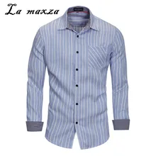 Мужская одежда 3XL полосатый длинный рукав хлопок открытый стежок мужские рубашки Европейский стиль Мужские рубашки тонкий