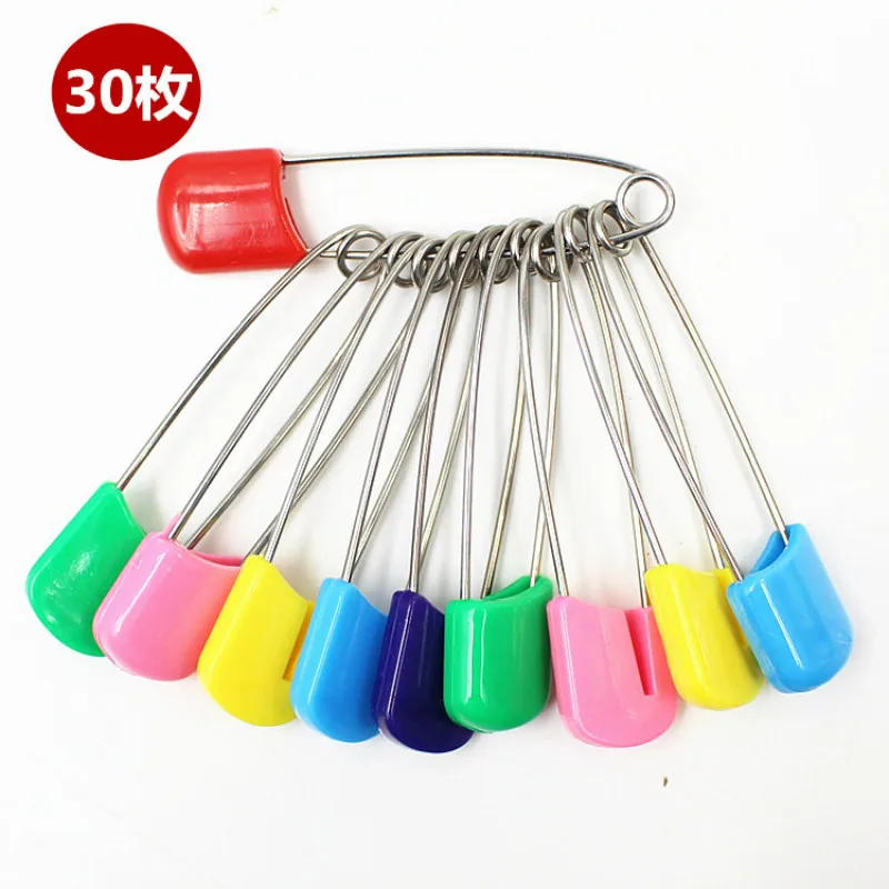 

DIY Apparel Sewing Candy color Plastic Head Safety Pins Infant Kids Cloth Nappy Locking Diaper Brooch Buckles 30pc/lot