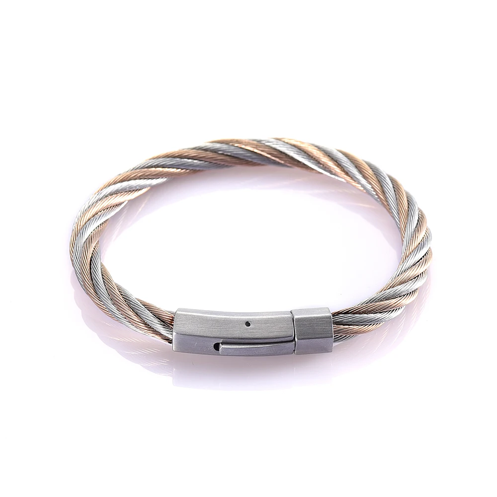 KLH0538 Stylish Stainless Steel Twisted Cable Bangle Bracelet with Magnetic Clasp for Women and Girls | Украшения и аксессуары