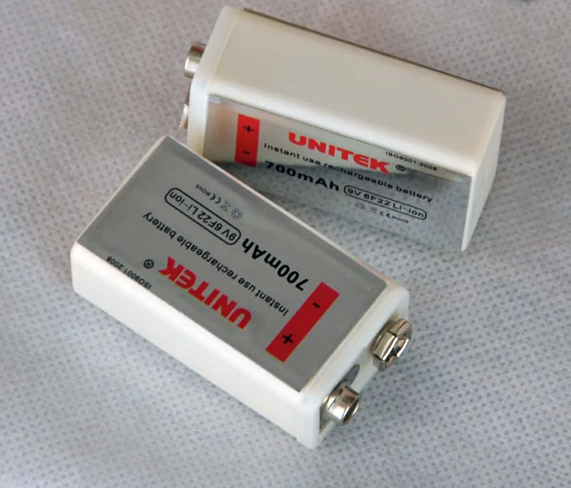 

UNITEK 6F22 USB 9V rechargeable lithium ion battery 700mAh li ion cell for wireless microphone replace ni-mh nimh 9V cell