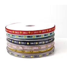 10 millimetri 10 Metri Filetto di Vite Sorriso Viso Stampato Del Grosgrain Decorazione Del Partito di Nozze Arco del Regalo Del Mestiere Nastri di Carta Regali di Imballaggio