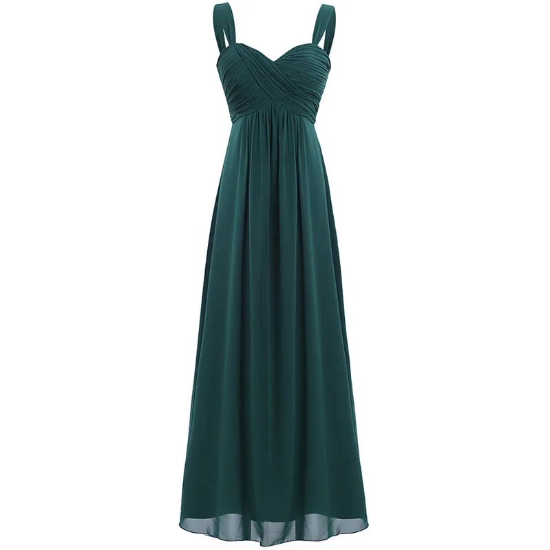 IEFiEL, женское шифоновое платье, плиссированное, в деревенском стиле, длинное платье, со скрытой спинкой, для вечеринки, выпускного вечера, женское элегантное платье - Цвет: Dark Green