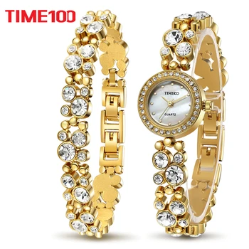 

Time100 Women luxury Watches Bracelet Quartz Watch gold Diamond Shell Dial Ladies Wrist Watches For Women relogio feminino
