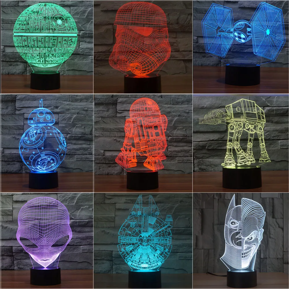 

Star Wars Terks 3D Night Light Lampada Death Star Battleship Alien Abajur Led Table Lava Lamp Bulbing Lights Holiday Baby Gifts