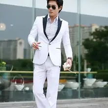 По индивидуальному заказу,, стильный мужской повседневный тонкий костюм на одной пуговице, поп-бейзер кофта Жакет белый(куртка+ брюки+ галстук