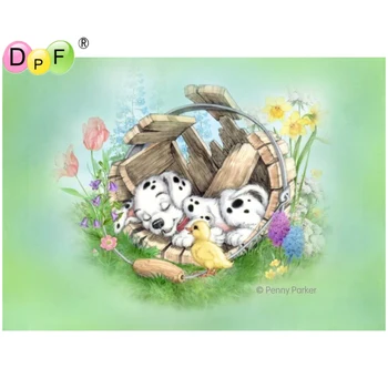 

DPF Round full Diamond painting Dalmatian Duck 5D Diamond Embroidery Needlework Cross Stitch diamond Mosaic home decor crafts